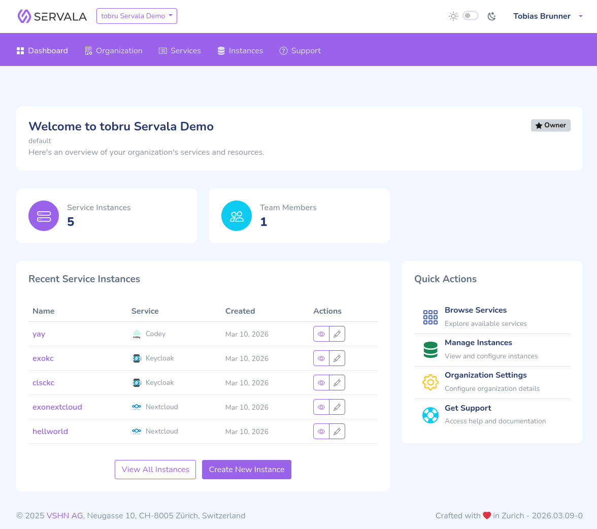 Portal dashboard