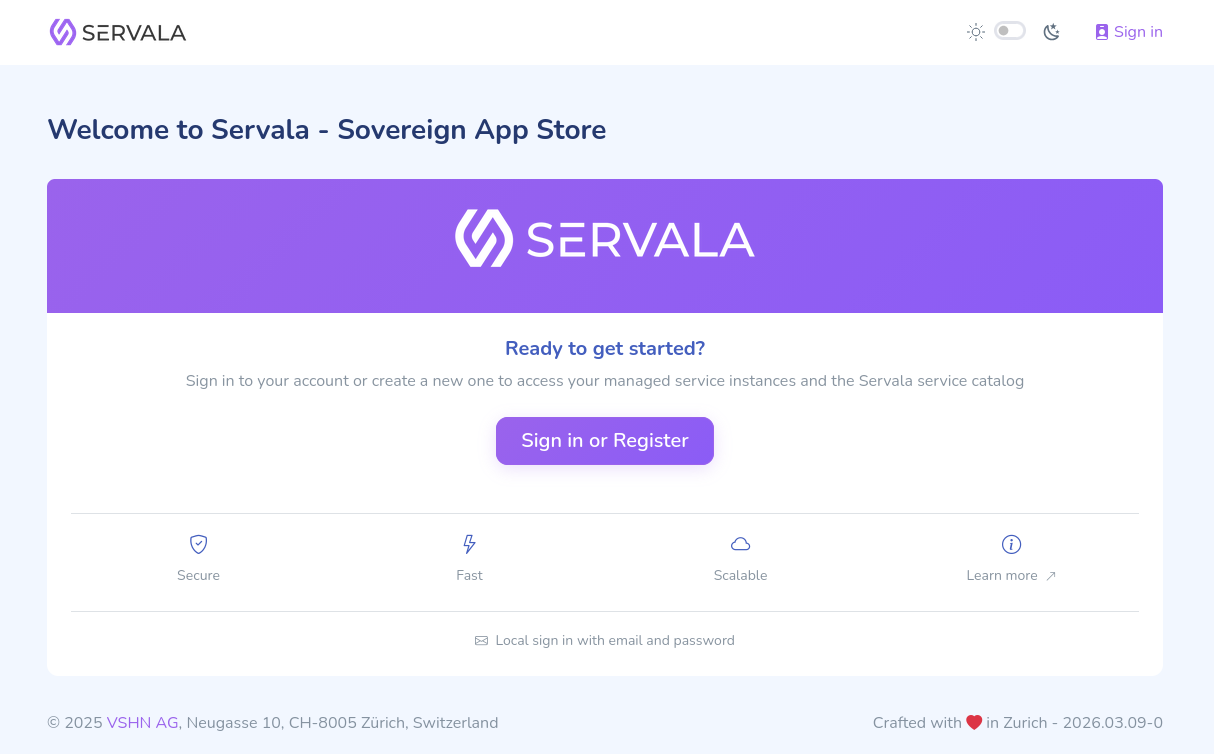 Login page
